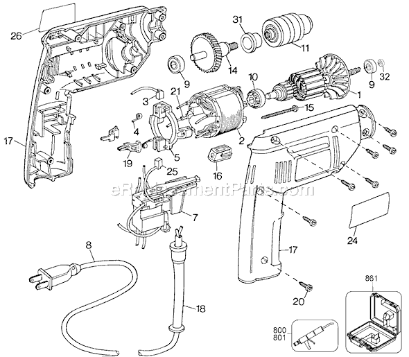Page A Diagram and Parts List for Q200 Type 1 Black and Decker Electric Drill